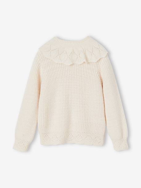 Pull fantaisie à collerette fille beige poudré 3 - vertbaudet enfant 