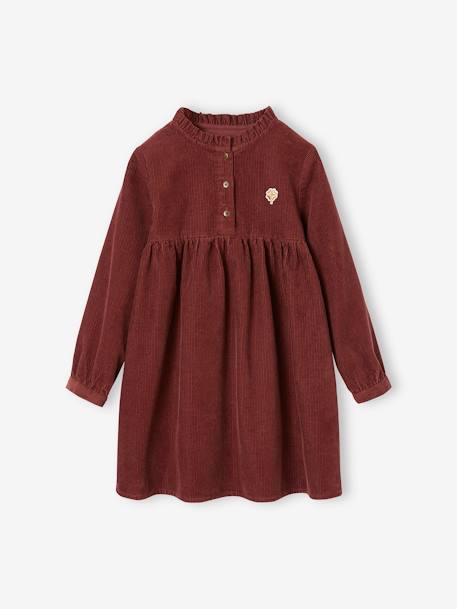 Robe velours col volanté fille  - vertbaudet enfant