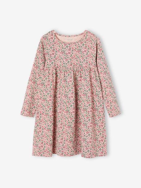 Ensemble fille cardigan et robe imprimée fleurs bleu grisé+rose poudré 9 - vertbaudet enfant 