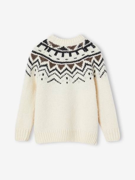 Pull jacquard col rond garçon beige+bleu ardoise 4 - vertbaudet enfant 