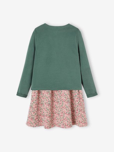 Ensemble fille cardigan et robe imprimée fleurs bleu grisé+rose poudré 10 - vertbaudet enfant 