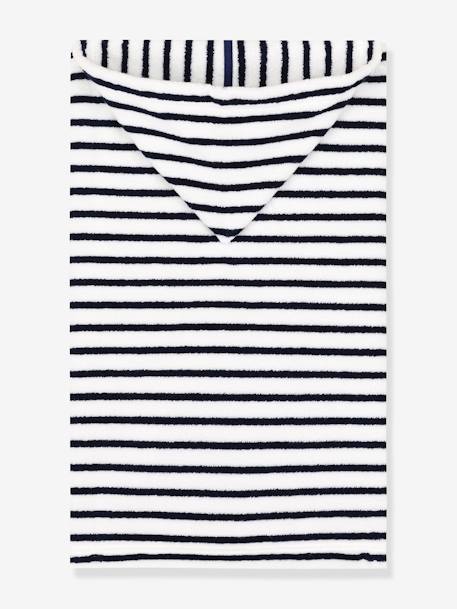 Cape de bain en éponge Rayures PETIT BATEAU blanc imprimé 1 - vertbaudet enfant 