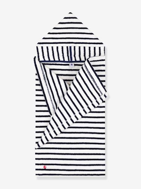 Cape de bain en éponge Rayures PETIT BATEAU blanc imprimé 2 - vertbaudet enfant 