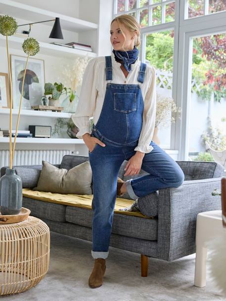 Salopette en jean coupe mom grossesse et allaitement denim brut+double stone 2 - vertbaudet enfant 