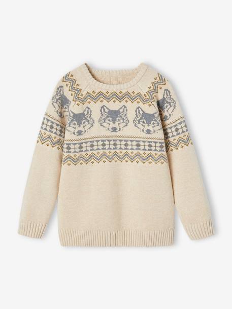 Pull jacquard garçon blanc chiné 1 - vertbaudet enfant 