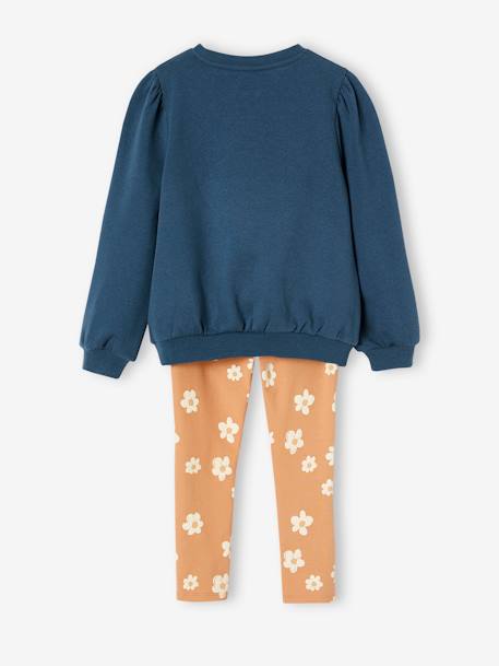 Ensemble sweat + legging imprimé fille bois de rose+marine 10 - vertbaudet enfant 