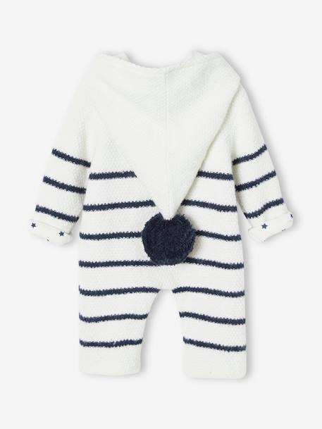 Combinaison en tricot bébé naissance doublée Ivoire rayé 5 - vertbaudet enfant 