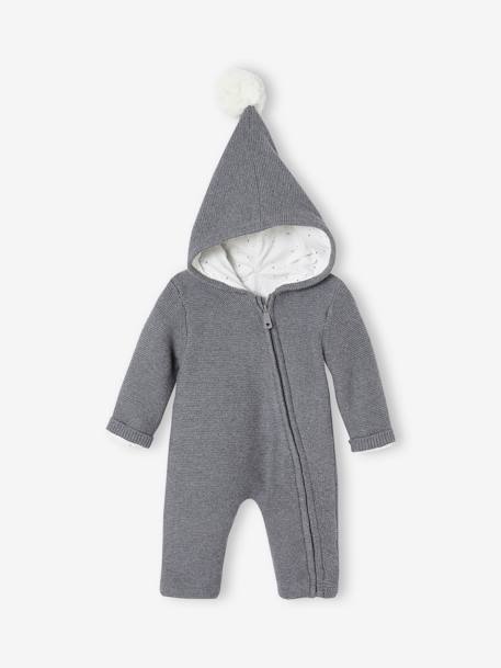 Combinaison doublé bébé naissance en tricot gris chiné 2 - vertbaudet enfant 