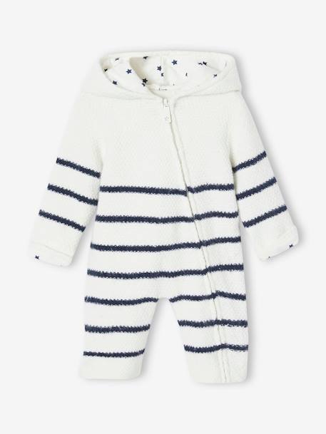 Combinaison en tricot bébé naissance doublée Ivoire rayé 2 - vertbaudet enfant 