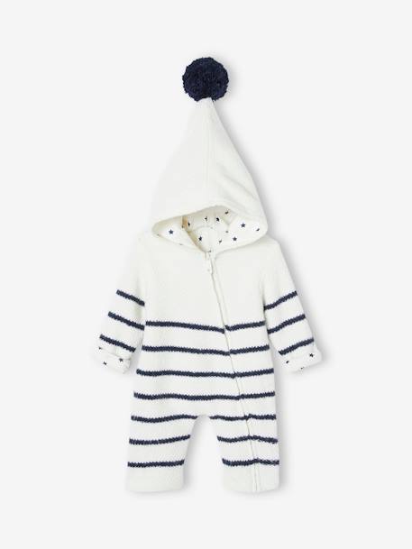 Combinaison en tricot bébé naissance doublée Ivoire rayé 3 - vertbaudet enfant 