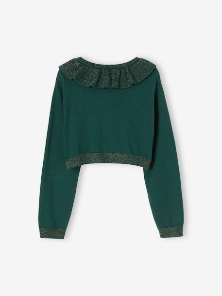 Gilet boléro à collerette effet irisé fille vert 2 - vertbaudet enfant 