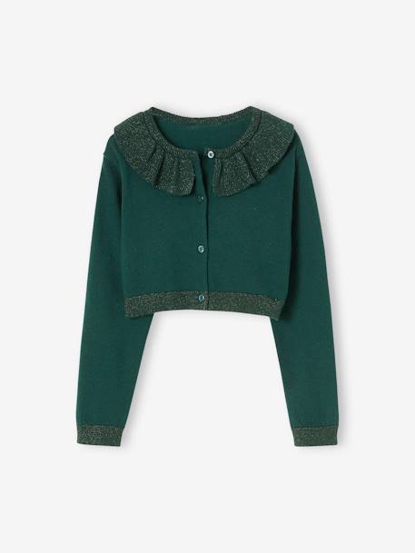 Gilet boléro à collerette effet irisé fille vert 1 - vertbaudet enfant 