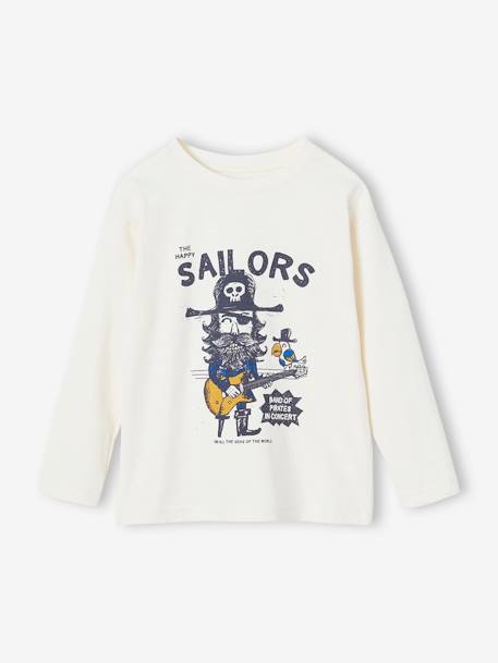 T-shirt motif ludique 'rebel pirate' garçon écru 1 - vertbaudet enfant 