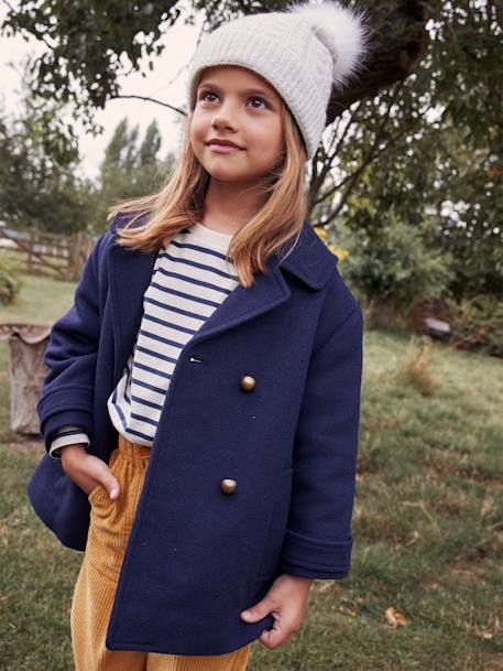 Manteau officier en drap de laine fille marine 7 - vertbaudet enfant 