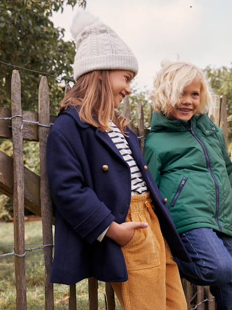 Ensemble bonnet + snood + gants ou moufles en maille torsadée fille écru+moutarde 1 - vertbaudet enfant 