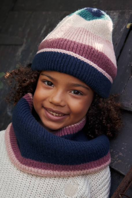 LINSOCLE 3 en 1 Bonnet Enfant Fille, Ensemble Bonnet Echarpe avec