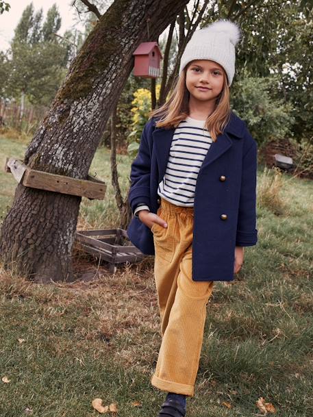 Pantalon paperbag en velours côtelé fille bleu nuit+bois de rose+moutarde+vert de gris 16 - vertbaudet enfant 