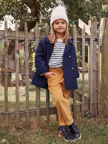 Manteau officier en drap de laine fille marine 1 - vertbaudet enfant 