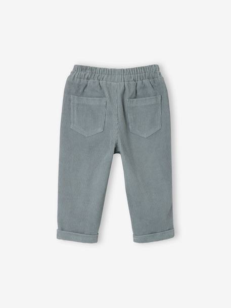 Pantalon bébé en velours côtelé bleu grisé+lichen 2 - vertbaudet enfant 