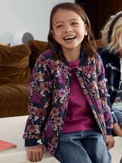 Blouson matelassé style bomber motifs fleurs fille  - vertbaudet enfant