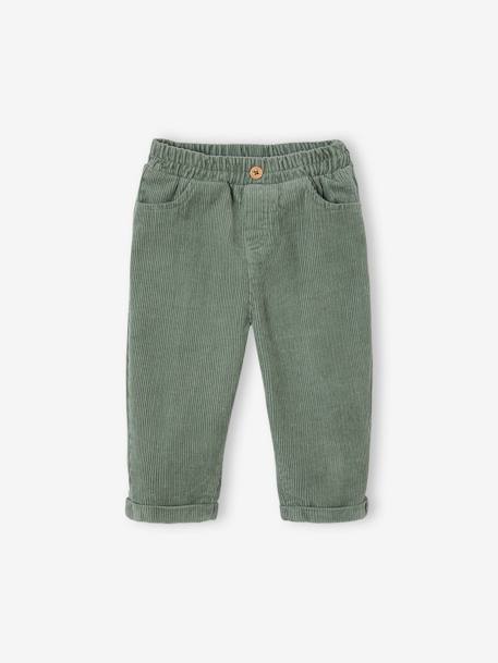 Pantalon bébé en velours côtelé bleu grisé+lichen 4 - vertbaudet enfant 