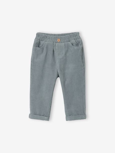 Pantalon bébé en velours côtelé bleu grisé+bleu nuit+lichen 1 - vertbaudet enfant 