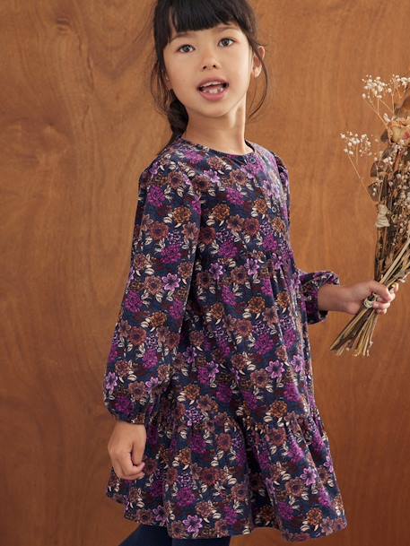 Robe à fleurs en velours fille bleu nuit 5 - vertbaudet enfant 