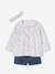 Ensemble 3 pièces bébé fille tee-shirt, short velours et bandeau écru 1 - vertbaudet enfant 