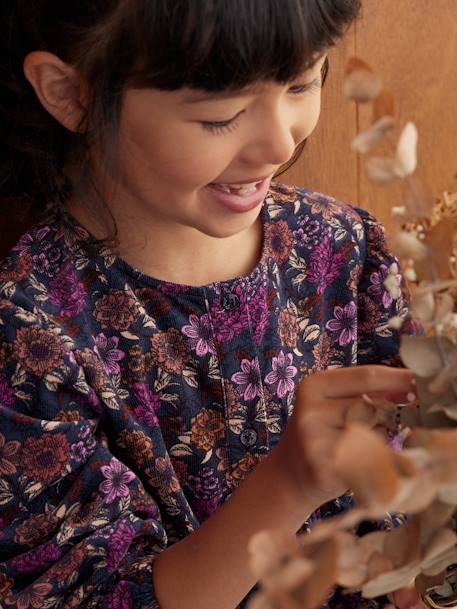 Robe à fleurs en velours fille bleu nuit 6 - vertbaudet enfant 