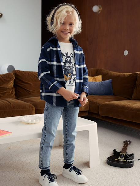 Chemise à capuche à grands carreaux garçon en flanelle marine 6 - vertbaudet enfant 