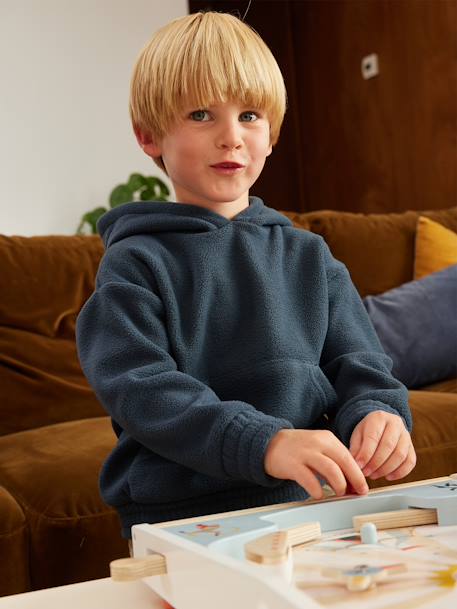 Sweat à capuche en maille polaire garçon bleu nuit 6 - vertbaudet enfant 