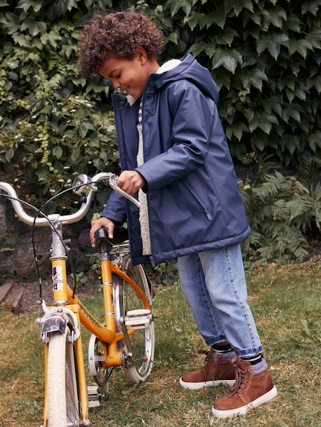 Ciré à capuche doublé sherpa garçon bleu nuit 1 - vertbaudet enfant 