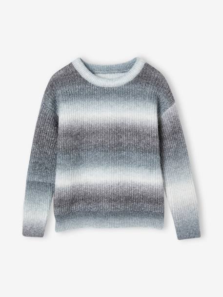 Pull en maille mousseuse effet dégradé garçon gris chiné 2 - vertbaudet enfant 