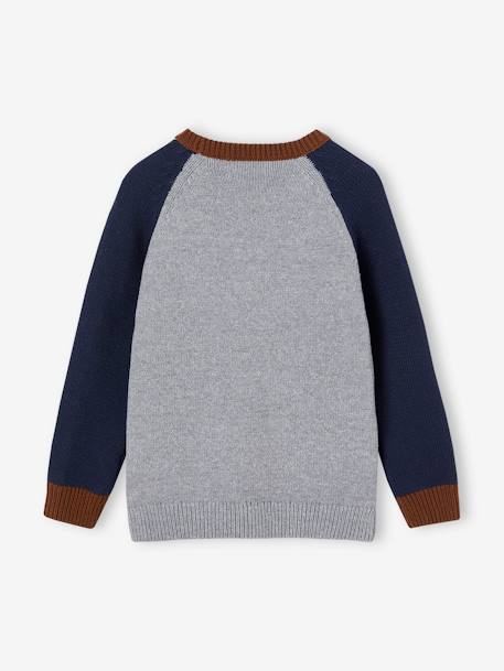 Pull jacquard ours garçon manches raglan gris chiné 3 - vertbaudet enfant 