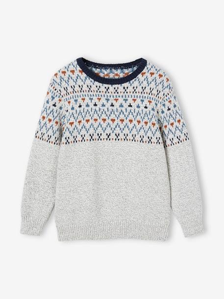 Pull jacquard mouliné garçon beige chiné 2 - vertbaudet enfant 