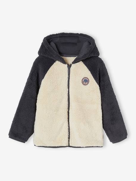 Sweat à capuche zippé douillet en sherpa garçon beige 2 - vertbaudet enfant 