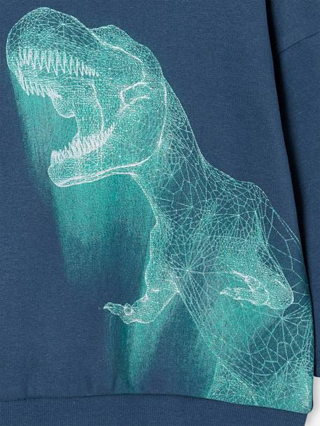 Sweat à capuche motif dino néon garçon bleu nuit 3 - vertbaudet enfant 