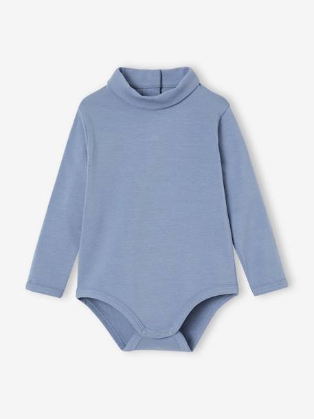 Lot de 2 bodies bébé col roulé bleu glacier+écru 2 - vertbaudet enfant 