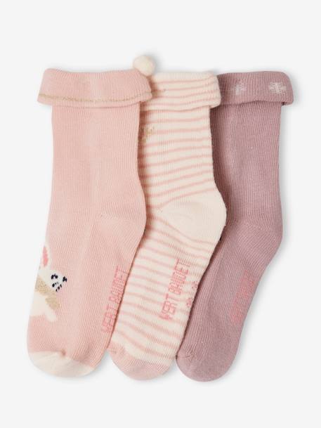 Coffret de Noël 3 paires de chaussettes bébé fille vieux rose 4 - vertbaudet enfant 