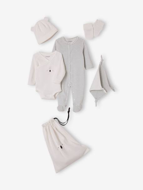 Kit naissance 6 pièces beige+bleu grisé 7 - vertbaudet enfant 