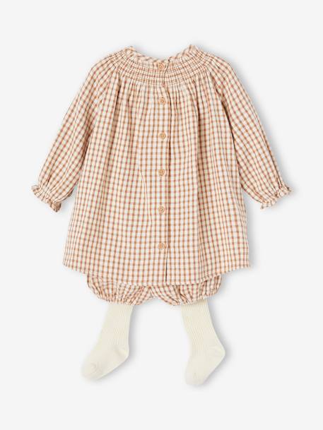 Ensemble 3 pièces bébé robe, bloomer et collants noix de pécan 4 - vertbaudet enfant 