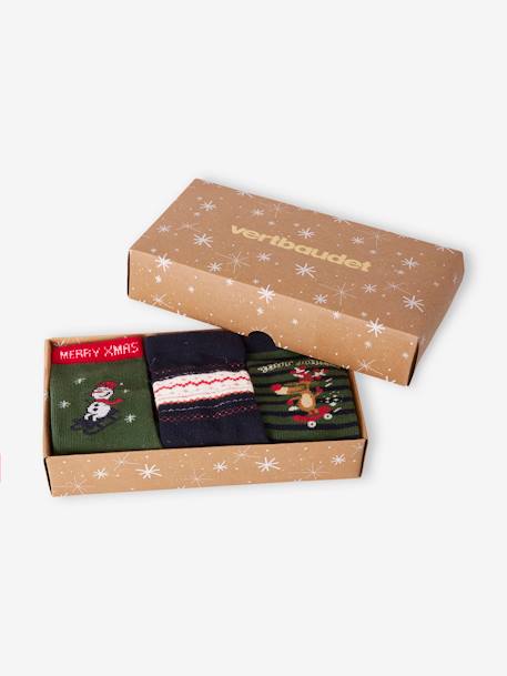 Coffret de 3 paires de mi-chaussettes Noël garçon vert sapin 5 - vertbaudet enfant 