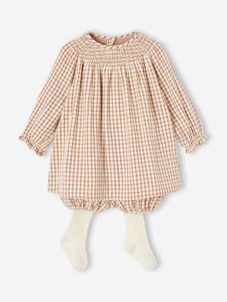 Ensemble 3 pièces bébé robe, bloomer et collants  - vertbaudet enfant