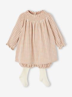 -Ensemble 3 pièces bébé robe, bloomer et collants