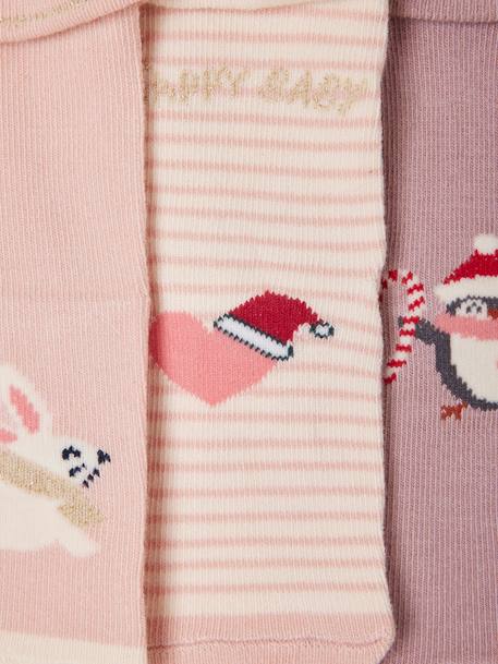 Coffret de Noël 3 paires de chaussettes bébé fille vieux rose 2 - vertbaudet enfant 