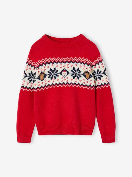 Pull jacquard de Noël enfant collection capsule famille rouge+vert sapin 1 - vertbaudet enfant 