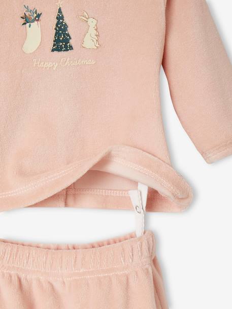 Pyjama de Noël bébé 2 pièces en velours rose poudré 5 - vertbaudet enfant 