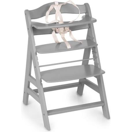 HAUCK Chaise Haute en Bois pour bébé Évolutive Alpha + / grey GRIS 1 - vertbaudet enfant 