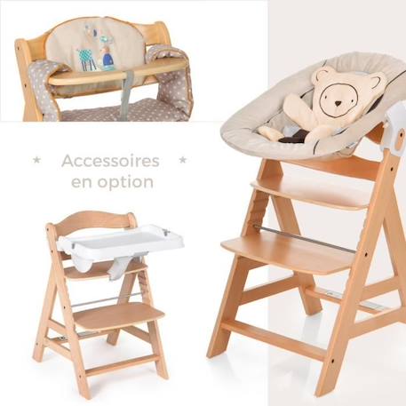 HAUCK Chaise Haute en Bois pour bébé Évolutive Alpha + / grey GRIS 2 - vertbaudet enfant 