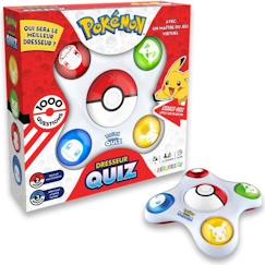 Jouet-Jeux de société-Jeux classiques et de réflexion-Bandai - Pokémon - Dresseur Quiz - Quiz connaissances 100% Pokémon - Jeu électronique interactif - parle français